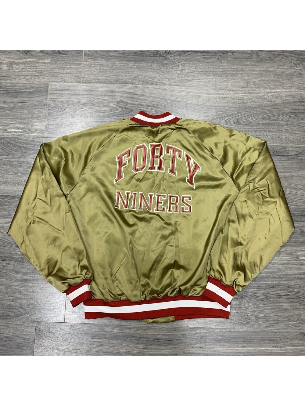 Vintage 1980S San Francisco 49Ers Satin Jacket XXL Chalk Line Rare Men’s Gold